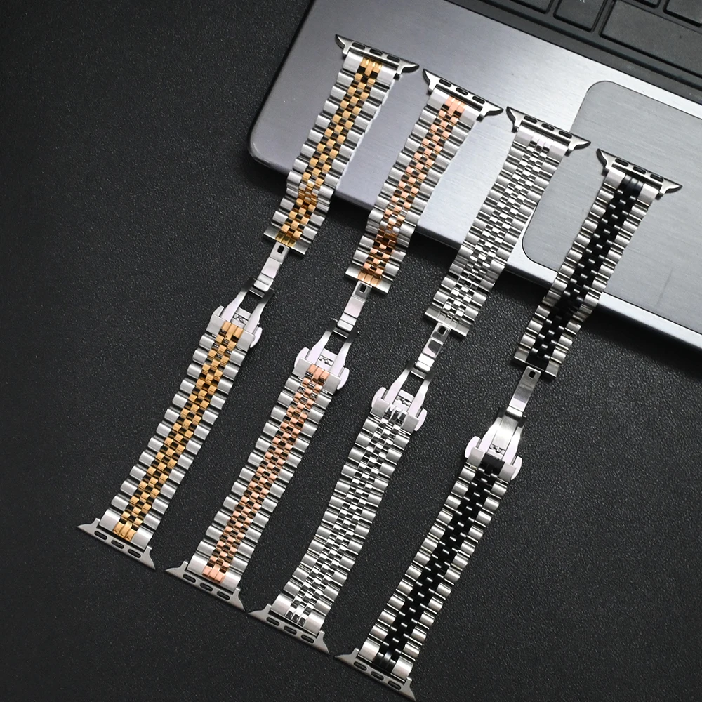 Cinturino da uomo in acciaio inossidabile per Apple Watch Ultra 2 49mm 10 42/46mm Bracciale a fascia Correa per iWatch Serise9 8 7 6 SE 5 44mm 41mm