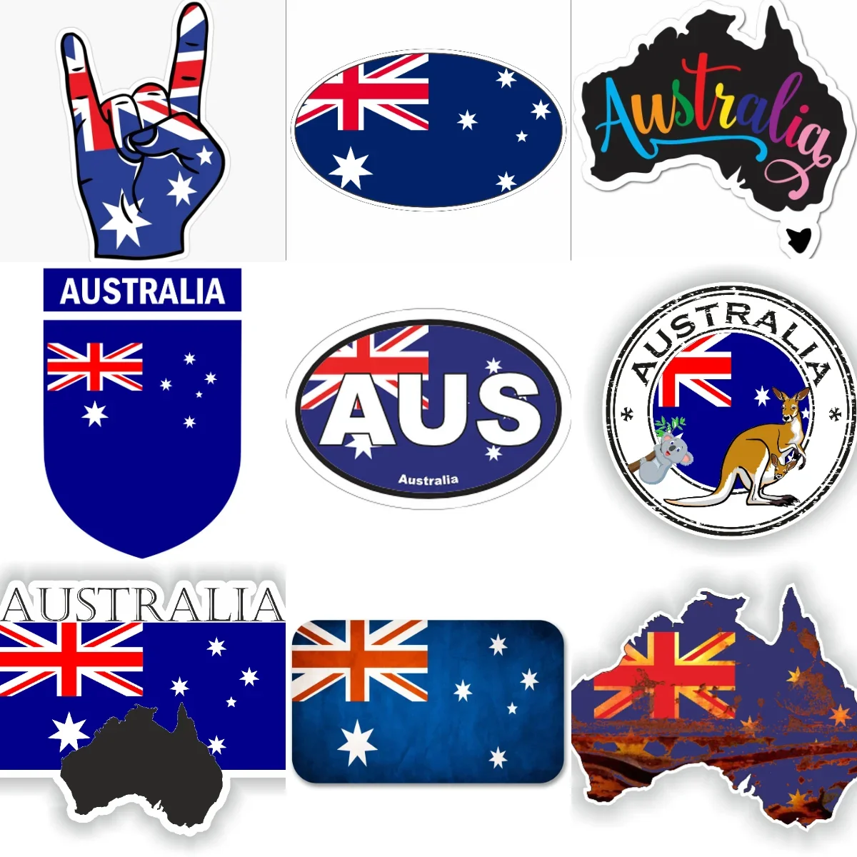 

AUS Australia Flag Map Emblem Creative Waterproof Car Stickers for Car Van Bicycle Window Helmet Window Decoration Accessories