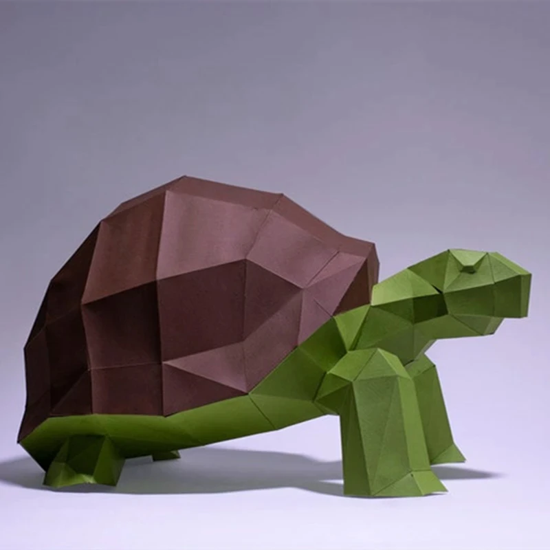 Turtle 3D Paper Model Animal Origami Papercraft Home Decor Ornament DIY Low Poly Puzzles Hand Made Creative Educational Toys