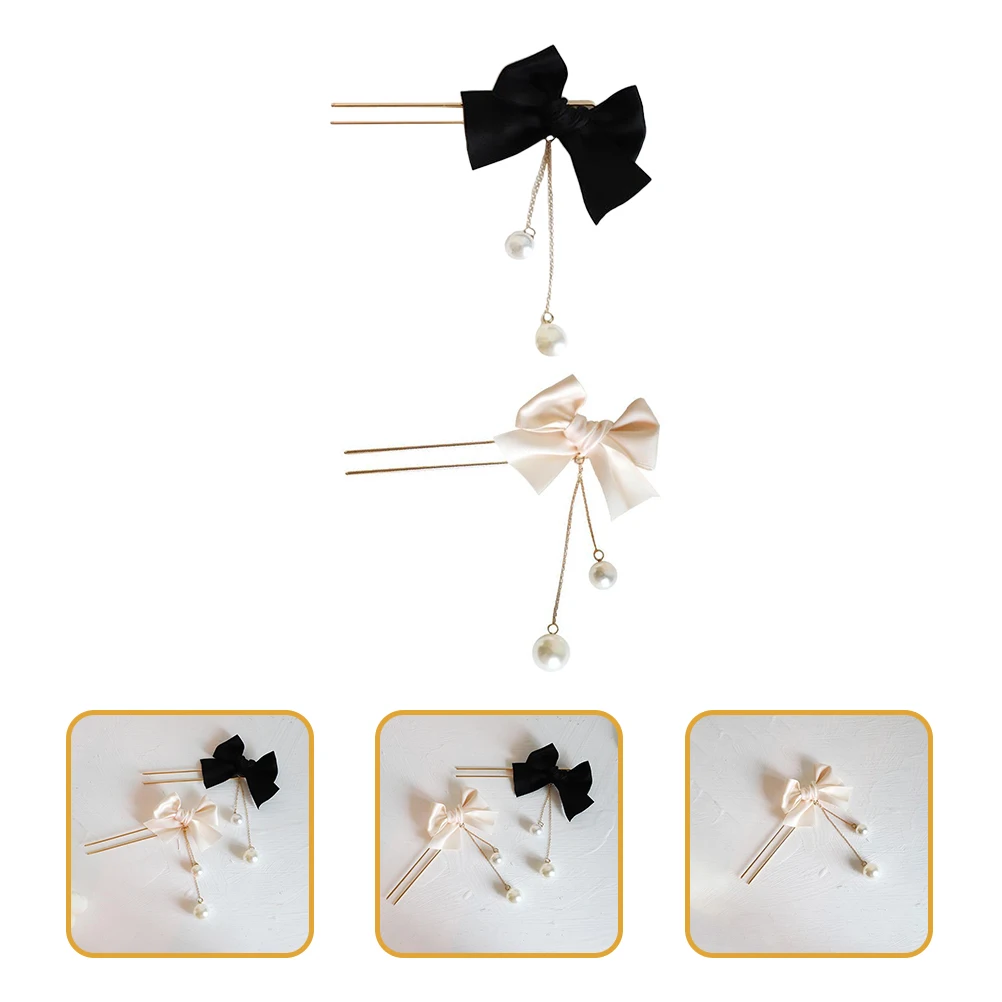 

2 Pcs Pearl Hair Accessories Pearl Drop Alloy Tassel Hair Stick Clip Fork Elegant Daily Wedding Party Prom Night Out Safe Use