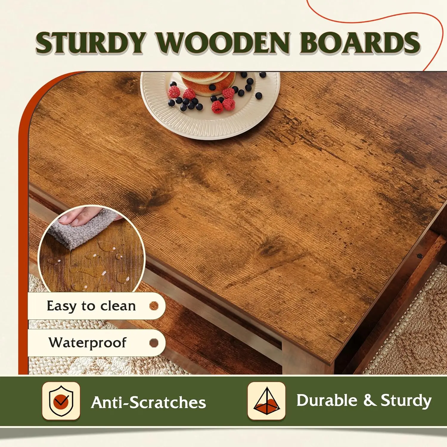 Coffee Table, 39" Lift Top Coffee Table With Hidden Compartment And Storage Shelf For Living Room, Rustic Brown