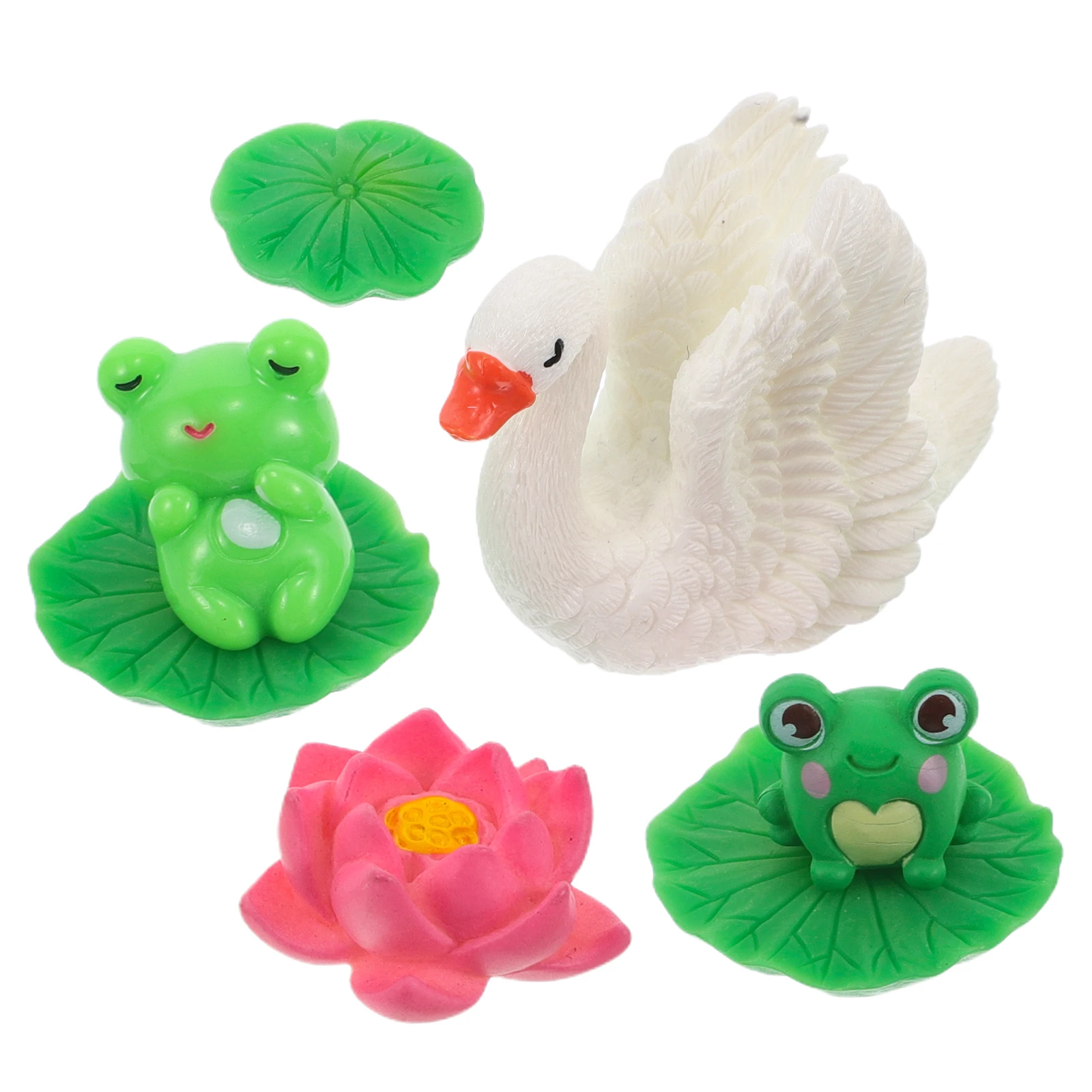 

Mini Frog Swan Fish Tank Landscaping Decorations Desktop Landscape Resin Crafts Cute Statue Accessories Plastic Office