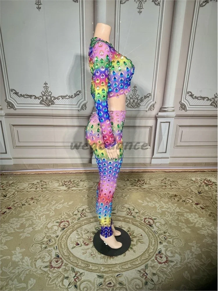 New Sexy Colorful Crystals Suit For Woman