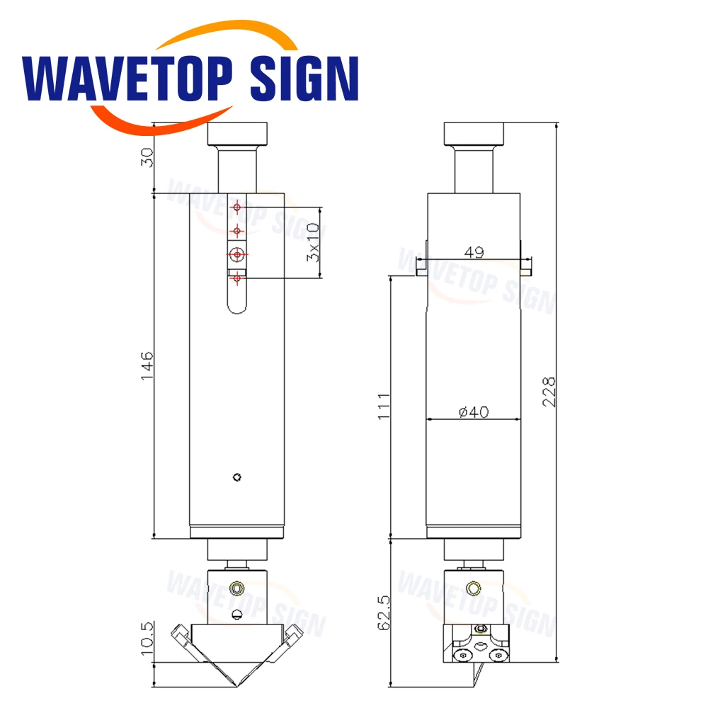 WaveTopSign 90° Double Blade Oblique Knife Cutter Thickness 10mm Vibrating Knife for Soft Glass PVC Honeycomb Board KT Board