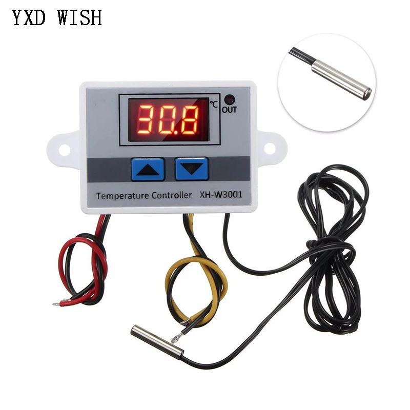 XH-W3001 Digital LED Temperature Controller W3001 12/24/220V per incubatore raffreddamento riscaldamento interruttore termostato sensore NTC