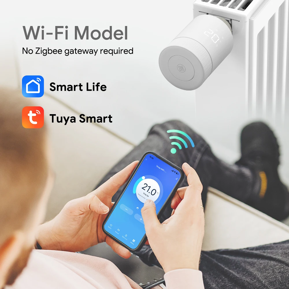 Beok Tuya Wifi Radiator  Thermostatic Valve TRV Programmable Remote Temperature Controller with Google Home Alexa