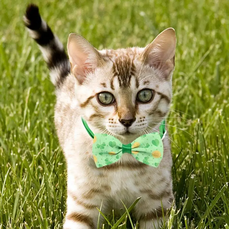 Cat Bow Tie Green Holiday Dog Bows 6 Pieces Dog Bow Tie Puppy Dog Bows Adjustable Cats Bow Ties For Family Friends Home