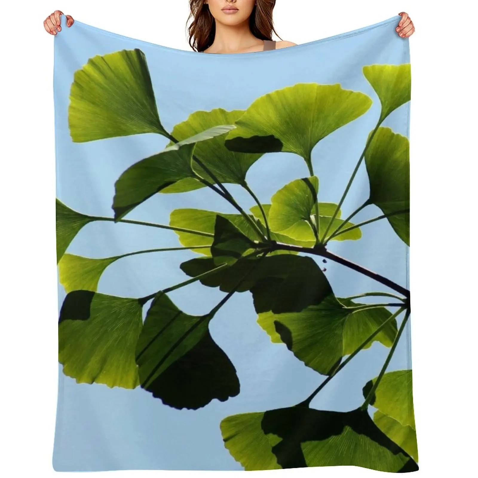 Gingko Biloba Tree Throw Blanket Shaggy Soft blankets and throws Plush Blankets