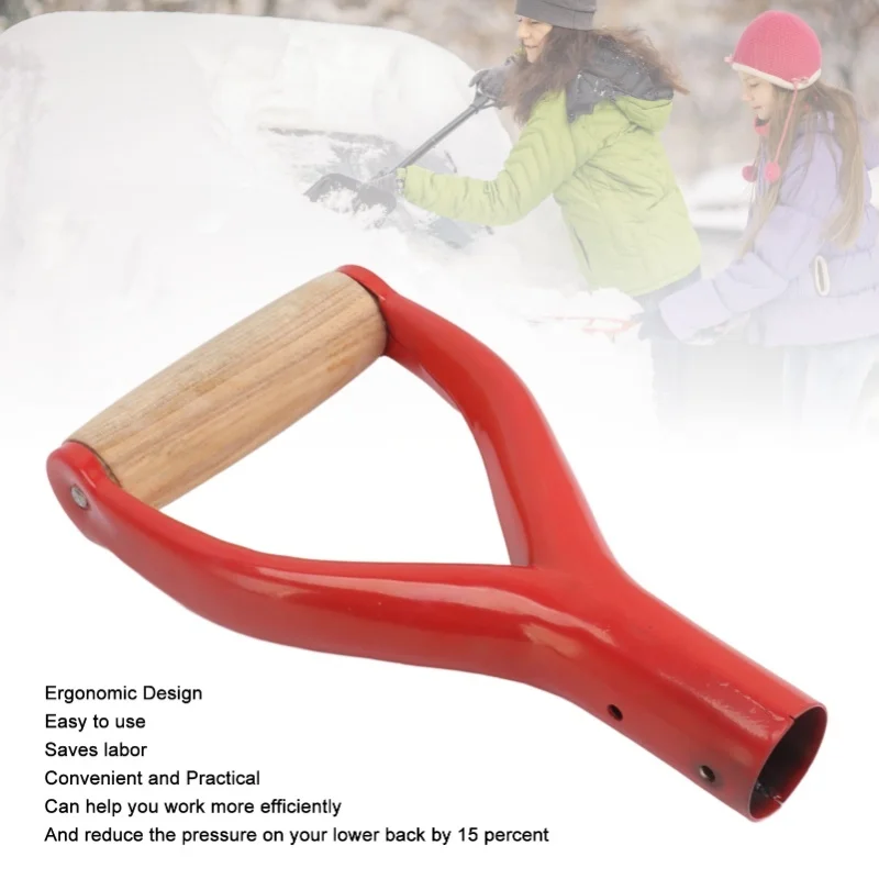 Shovel Handle Y Shaped 12.22in Inside Diameter Replacement Spade Handle With Wooden Grip For Garden Digging Raking Tool