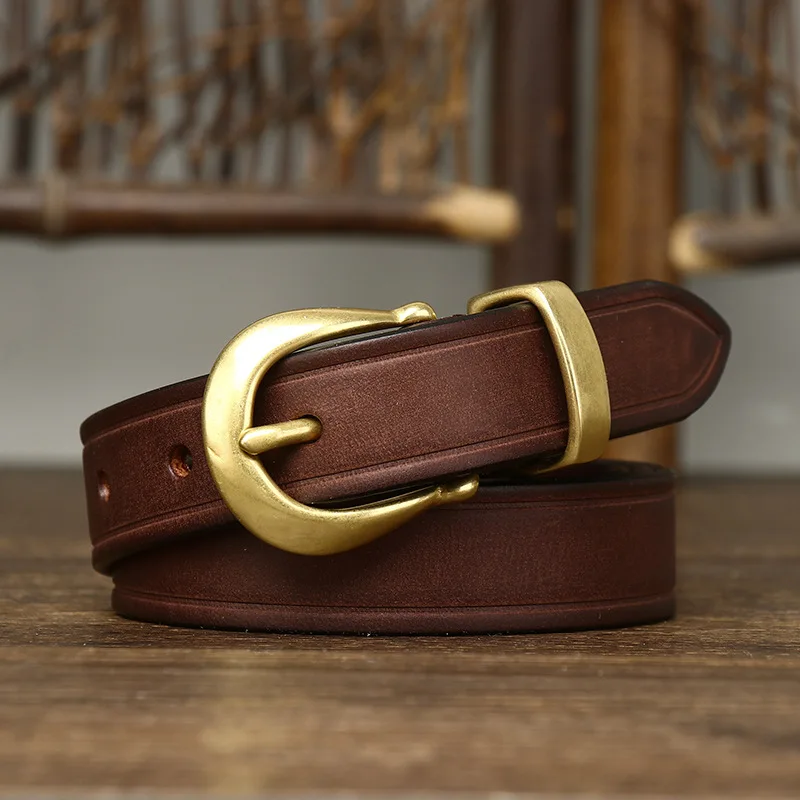 

New genuine leather belt for women Korean style trendy all-match personality retro first layer pure cowhide jeans belt for women