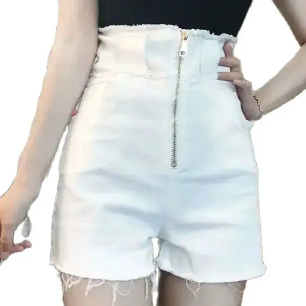 High Waist Denim Shorts Sexy Shorts For Women Spring Autumn Tight Elastic Hot Pants Slim All Match Korean Version Zipper Shorts