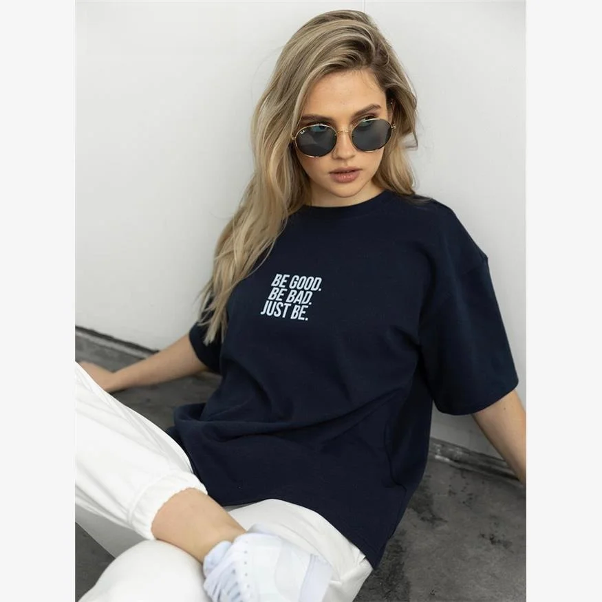 Hirsionsan Women's Loose Fit Printed T-irt Simple Letter Design Cleanfit Stand A-Line Sve Comfortable Breathable Ci...