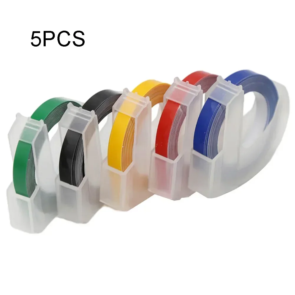 5 peças para dymo 3d fita em relevo 9mm fita de etiqueta compatível para impressora motex para dymo maxi 1755 etiquetador