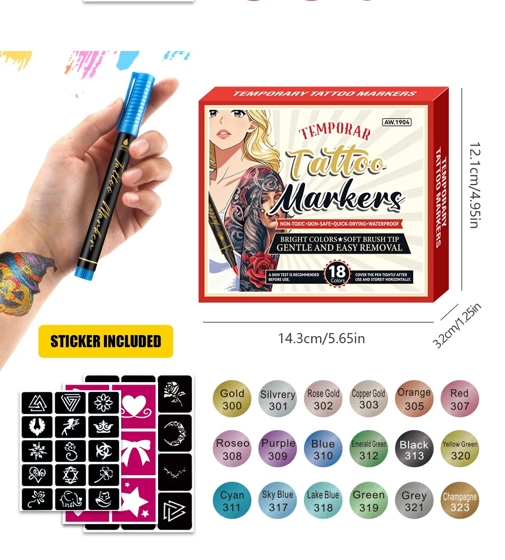 10/12/18/24 farben Tattoo Stift Körper Malerei Stift Waschbar Schnell Trocknend Für Zeichnung Thema Party Täglichen malerei Geschenk Kunst Schreibwaren – Detail 10