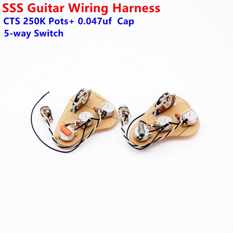 

1 Set SSS Single Pickups Loaded Pre-wired Electric Guitar Wiring Harness Prewired Kit ( 3x 250K Brass CTS Pots + 5-Way Switch )