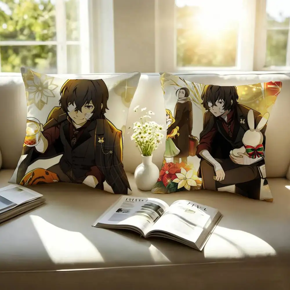 Bungo S-Stray D-Dogs Cute Square Double-Sided printed Pillow Case Bedroom Bedside Pillow Sofa Cushion Cover
