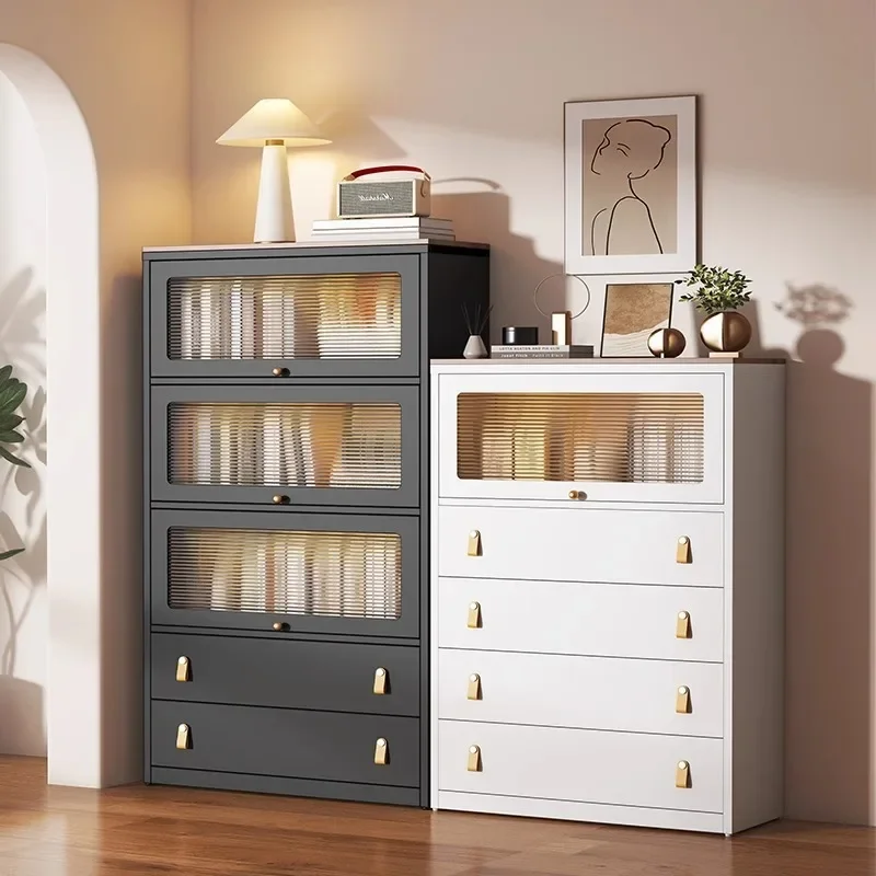 

Steel modern simple style home living room large capacity glass storage locker