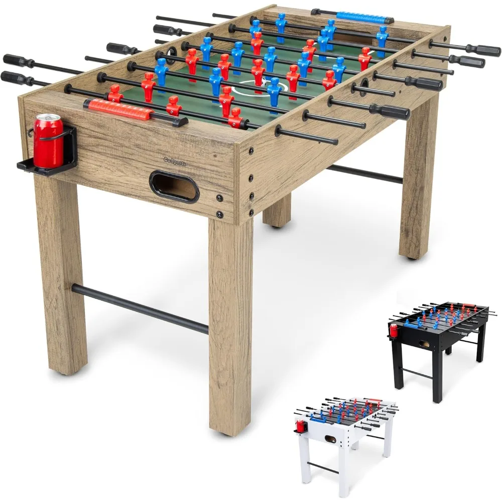 48 Inch Game Room Size Foosball Table - Includes 4 Balls and 2 Cup Holders – Black, Oak, or White