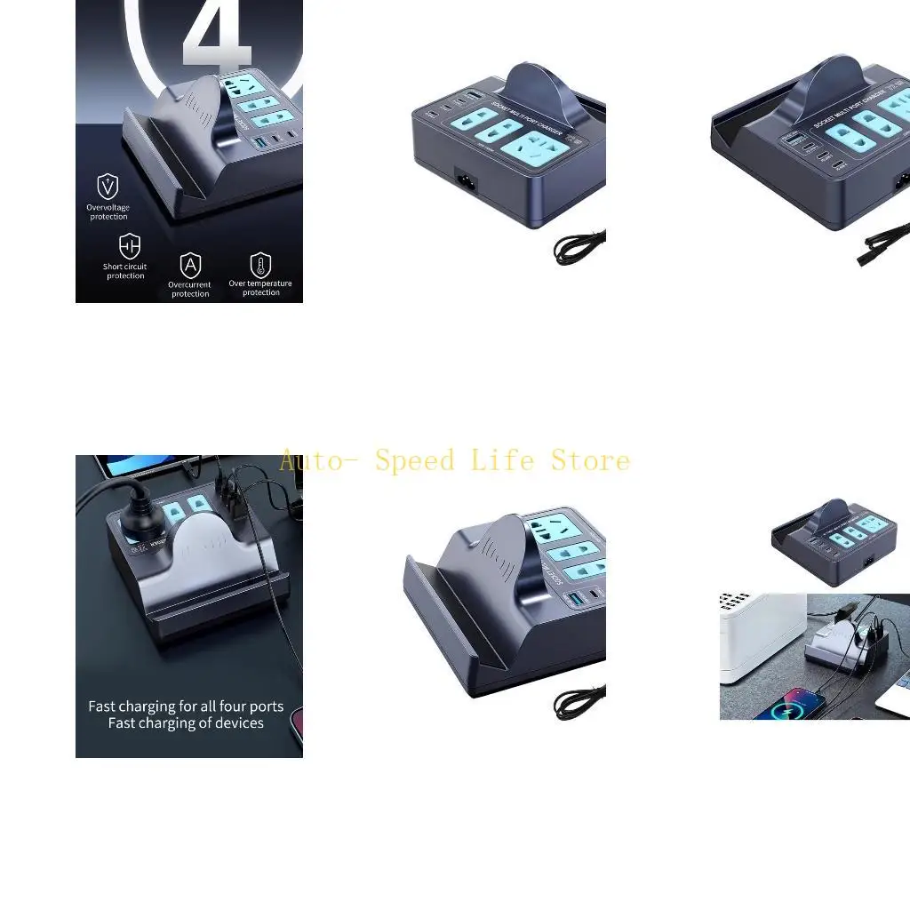 

02DA DX2C TypeC Intelligent 1000W Charging Socket Powerful QC3.0 Fast Charging PD45W Laptops 15W Cordless