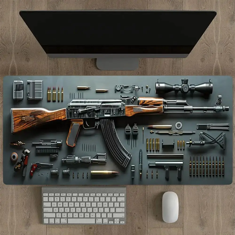 

Gun design XXL mouse pad thickened non-slip base game pads laptop keyboard tablepad high definition printing lock edge design