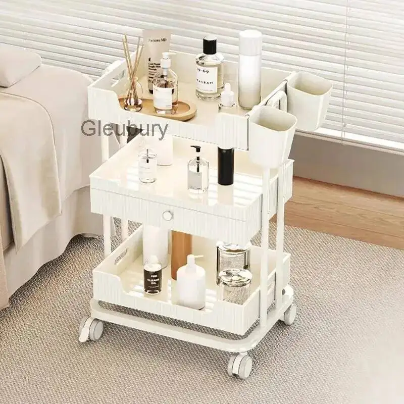 with Style Cart Salon Wheels Cream Trolley Work Cart Professional Luxury Salon Trolley Minimalist Design Furniture Carritos Lstc