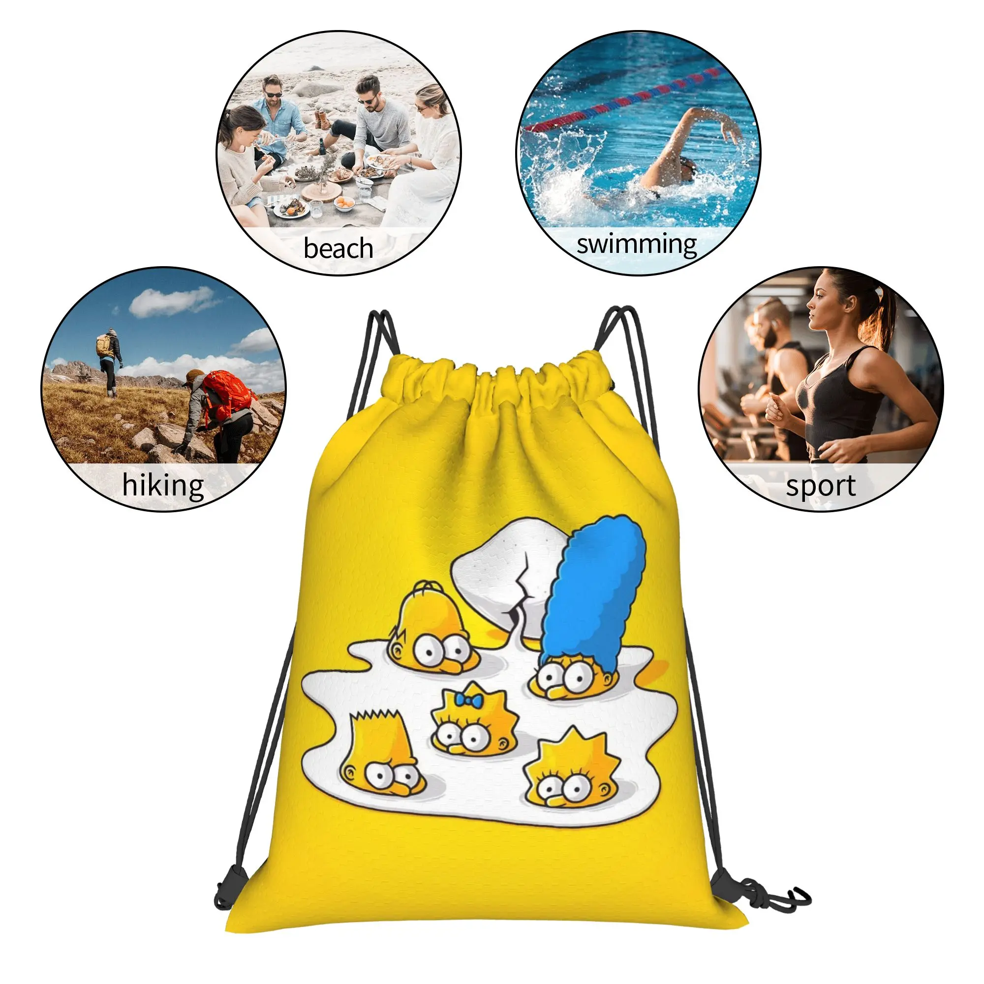 Simpsonsed Cartoon  Drawstring Backpack Gym Sports Sackpack Water Resistant  String Bag for Exercise view 5