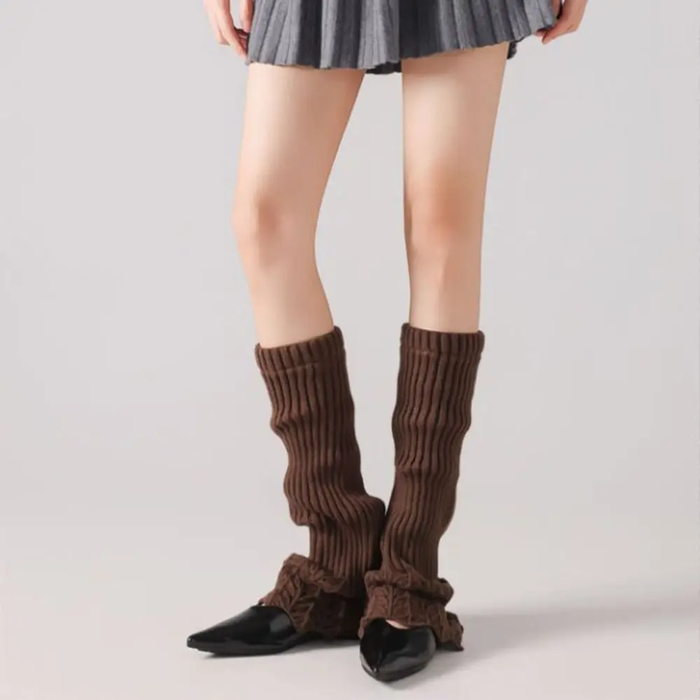 

Простые женские вязаные гетры в стиле Y2K, утепленные, дышащие, однотонные, длинные носки до икр, для униформы JK
