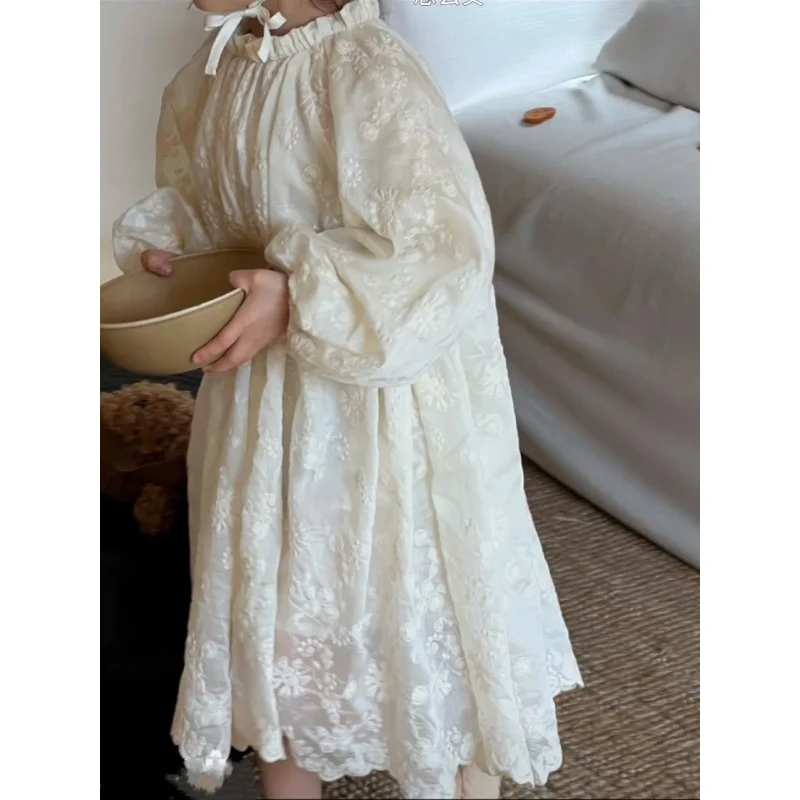 

Платье для девочек, весна 2022, милое жаккардовое платье принцессы с вышивкой в стиле Мори для девочек, детское свободное темпераментное длинное платье