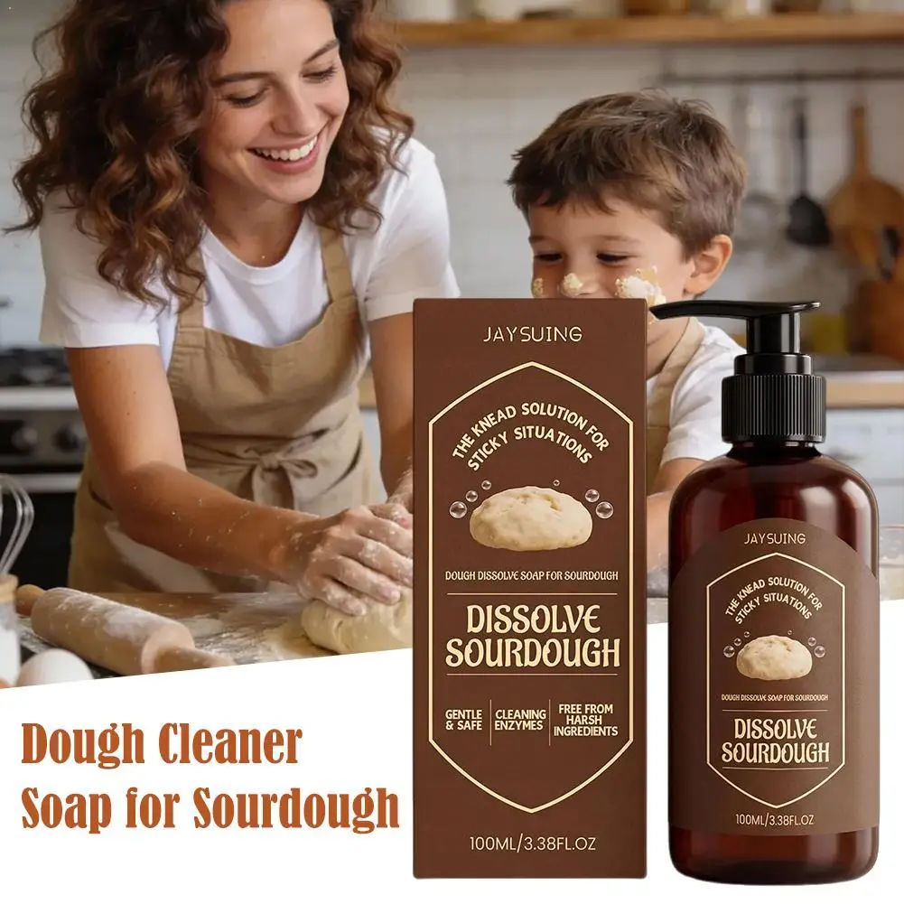 Sourdough Dough Dissolver Cleaner Soap for Baking Tools Sticky Dough Remover for Bowls Jars & Pots Reduces Scrubbing Time 100ML