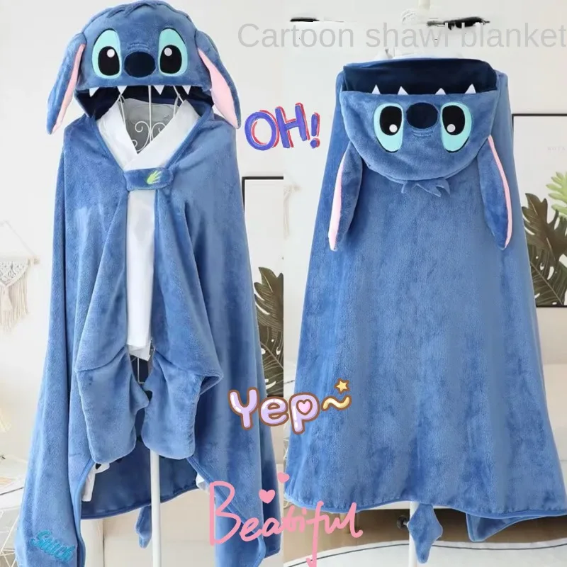 

Cartoon cute Stitch hooded cape shoulder blanket students thickened warm nap cape office air conditioning blanket