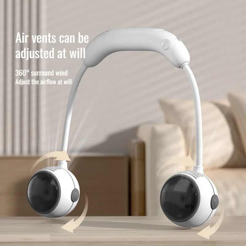 Outdoor Hanging Neck Three Speed Adjustable Turbo Cooling Fan USB Charging Foldable Silent Small Fan