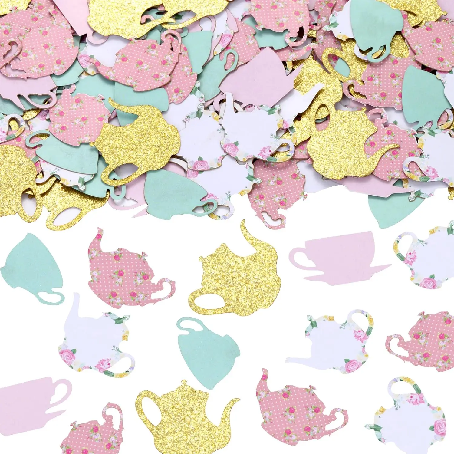 

200pcs Floral Tea Party Confetti Party Decor Teacup Teapot Glitter Confetti Table Decor Smash Cake Decor Birthday Garden Themed