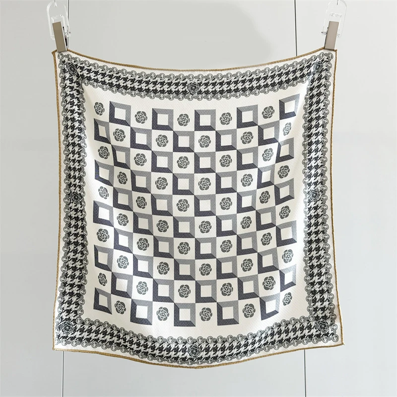 

Two Sided Soft Small Scarf Luxury Rolled Herms Shawls Silk Wool Scarfs Square Warm Bandanas Cashmere Pashmina 65CM