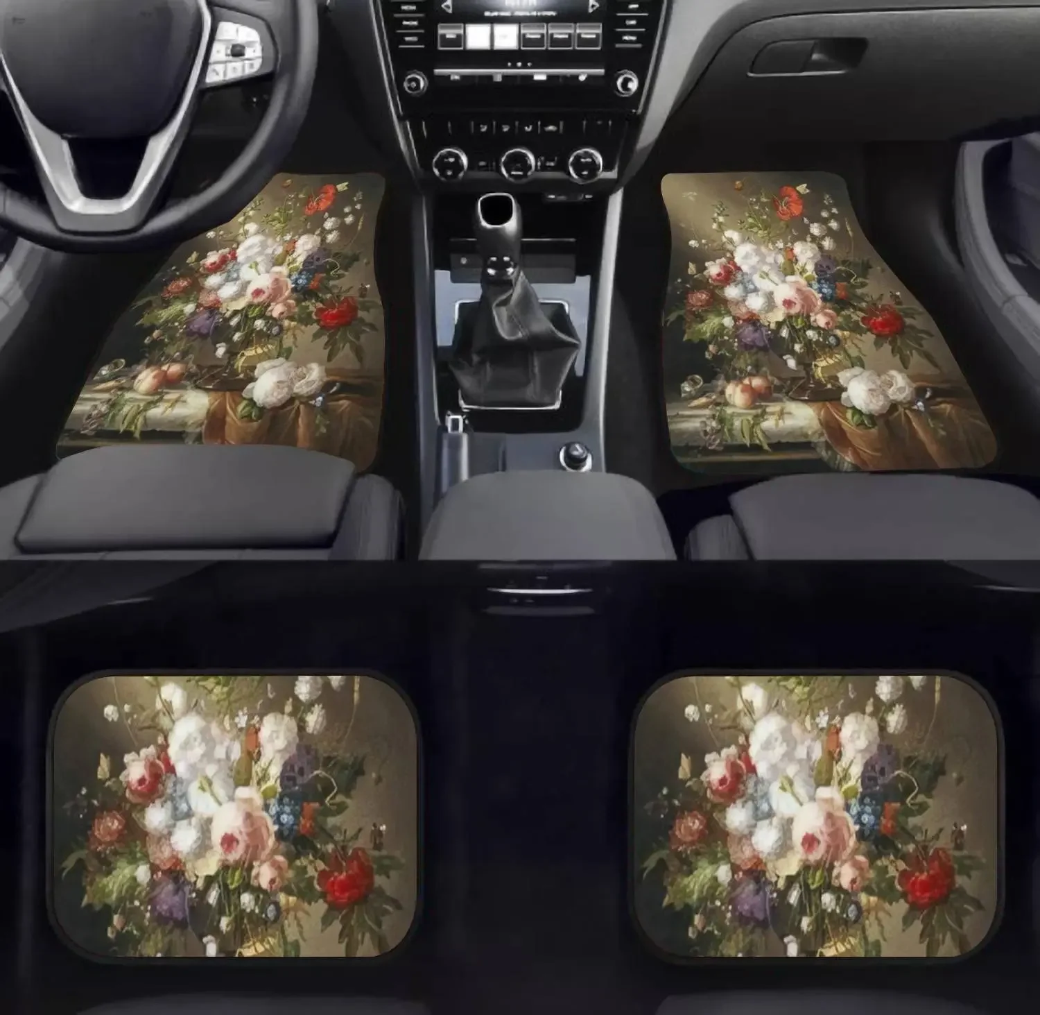 Car Floor Mats - Roses Still Life Style Ancient Dutch Painting Oil Canvas 2021 Carpet Floor Mats for Cars, Anti Slip Rubber