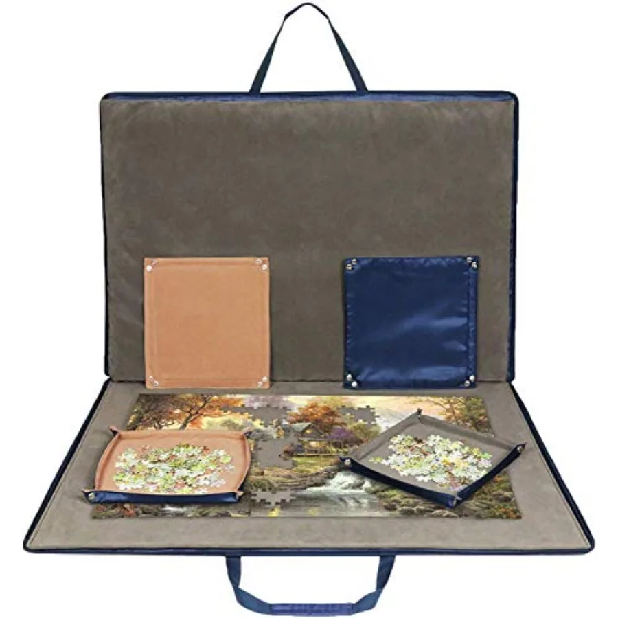 

1500 Piece Jigsaw Puzzle Board with Padded Cover, Portable Case with 6 Sorting Trays and Detachable Board, Puzzle Caddy Storage
