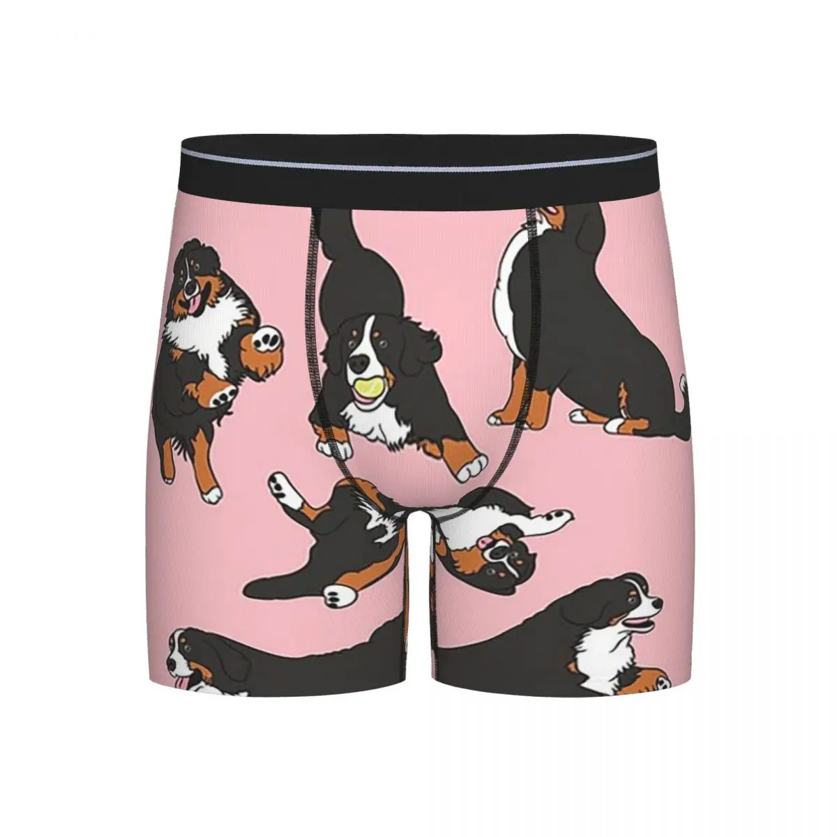 

Long Boxer Underpants Shorts Playing Bernese Mountain Dog - Pink Background Panties Men Underwear for Homme Man Boyfriend Gift