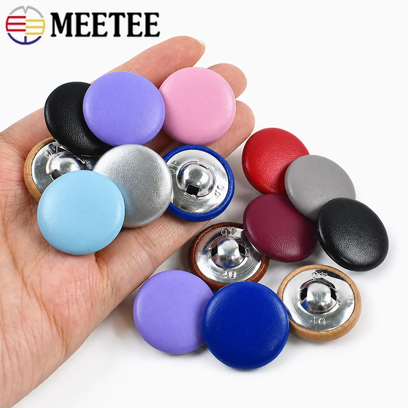 

50Pc 11-28mm Colored Leather Covered Button for Sewing Jacket Coat Decorative Buckle Clothes Round Shank Buttons DIY Accessories