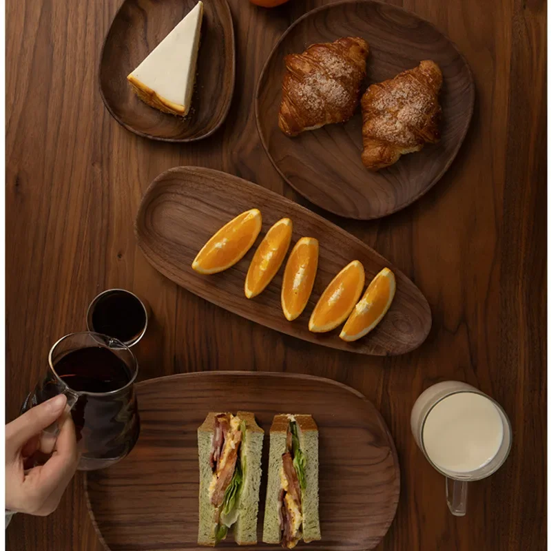 Natural Solid Wood Tray Exquisite Afternoon Tea Stand Versatile Fruit Plate for Decoration Safe and Healthy Food Dish Hot Sale