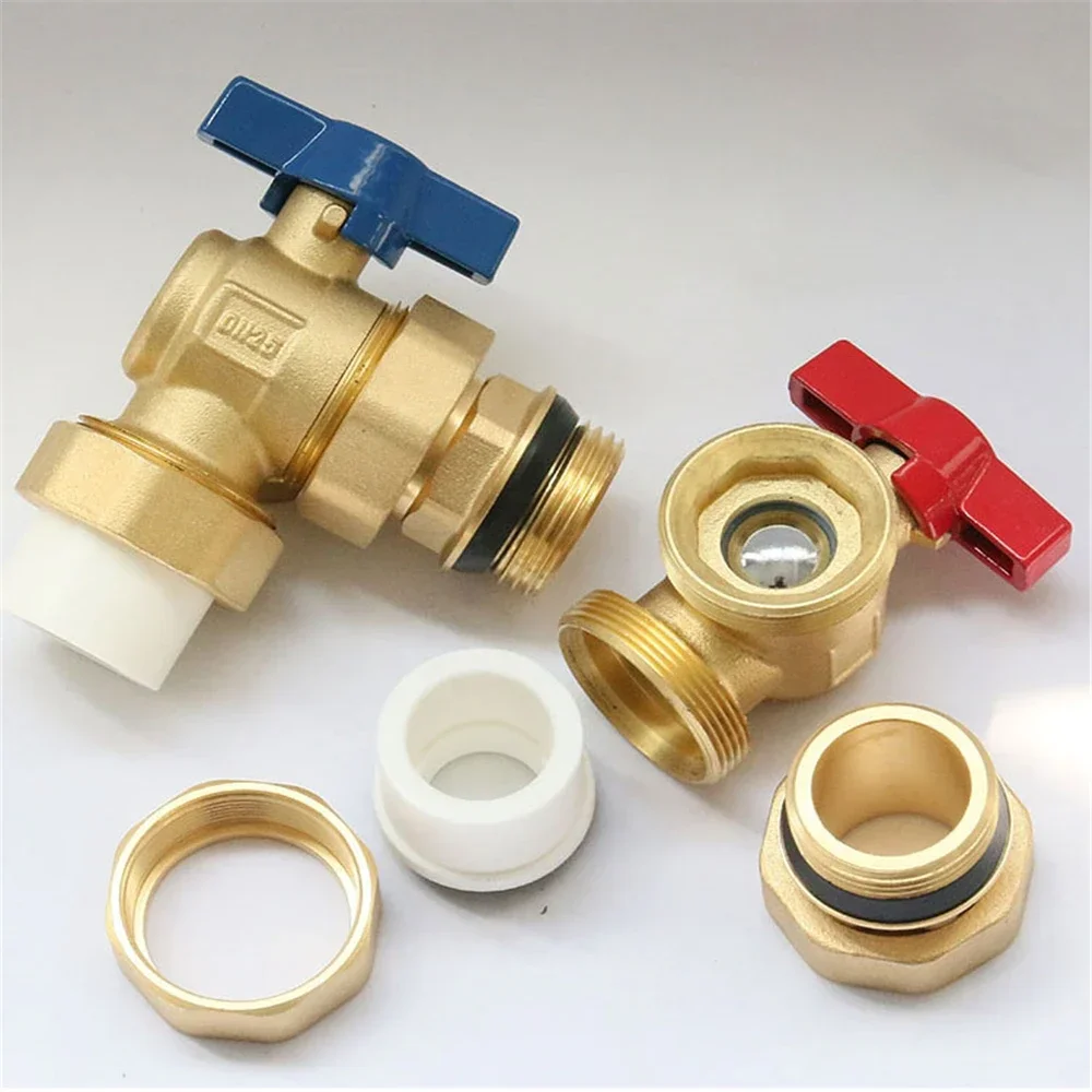 1pcs for Floor Heating Valve Full Copper Angle Ball Valve Electroplating  Outer Wire Ball PPR25mm Can Be Equipped