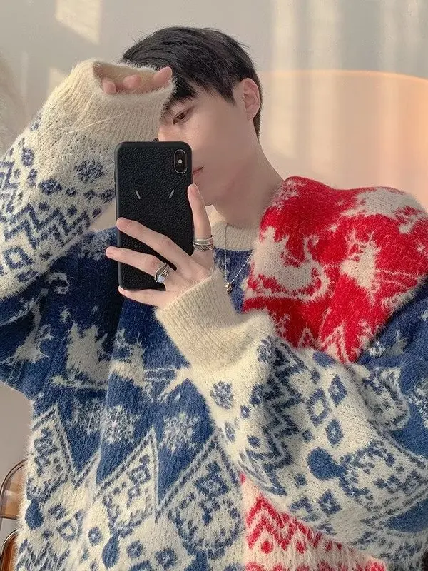 

Парные Cisas, модный свитер, свободный крой, круглый, мягкий, уютный, вязаный, зимний, повседневная одежда для мужчин и женщин, ленивый сле