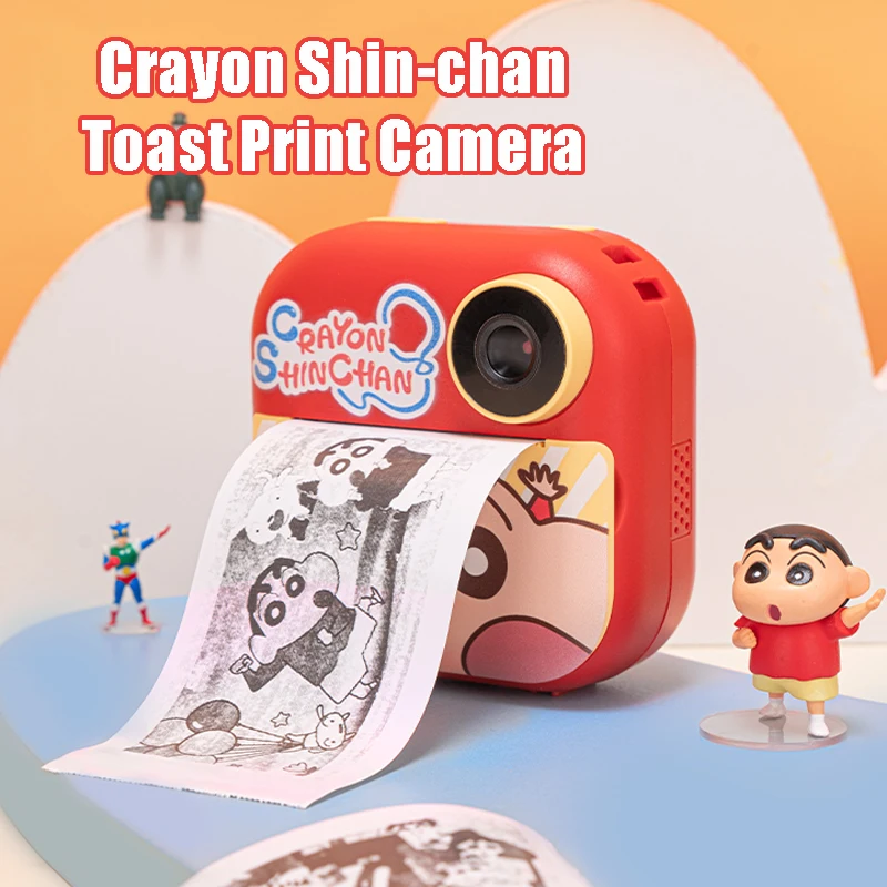 CRAYON SHINCHAN Kinder-Sofortbildkamera, Schwarz-Weiß-Druck, 2,4 Zoll großer Bildschirm, integrierte Filter, Kamera, Mädchen-Geburtstagsgeschenk