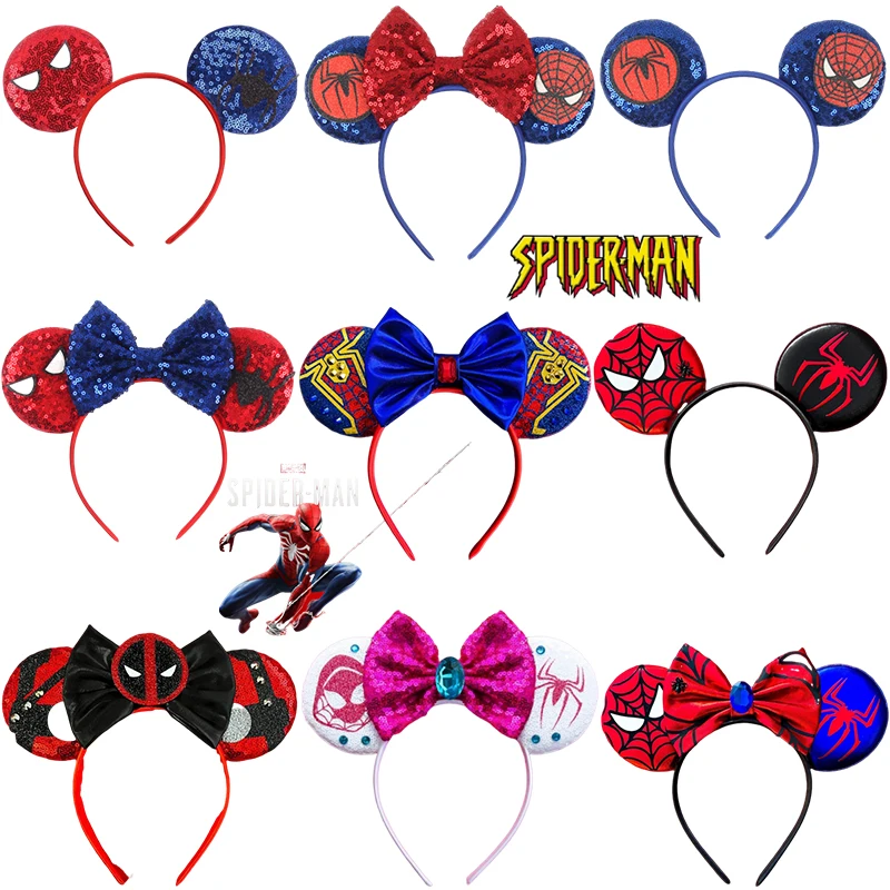 Marvel Spider-Man Hair Bands for Girls Cosplay Superhero Hair Accessories Women Avengers Spider-Man Mask Ears Headband Kids Gift