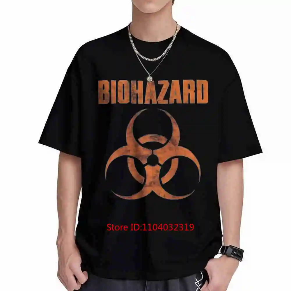 Biohazard Symbol Warning Hazard Print Short Sleeve Tee 100% Cotton T-Shirt