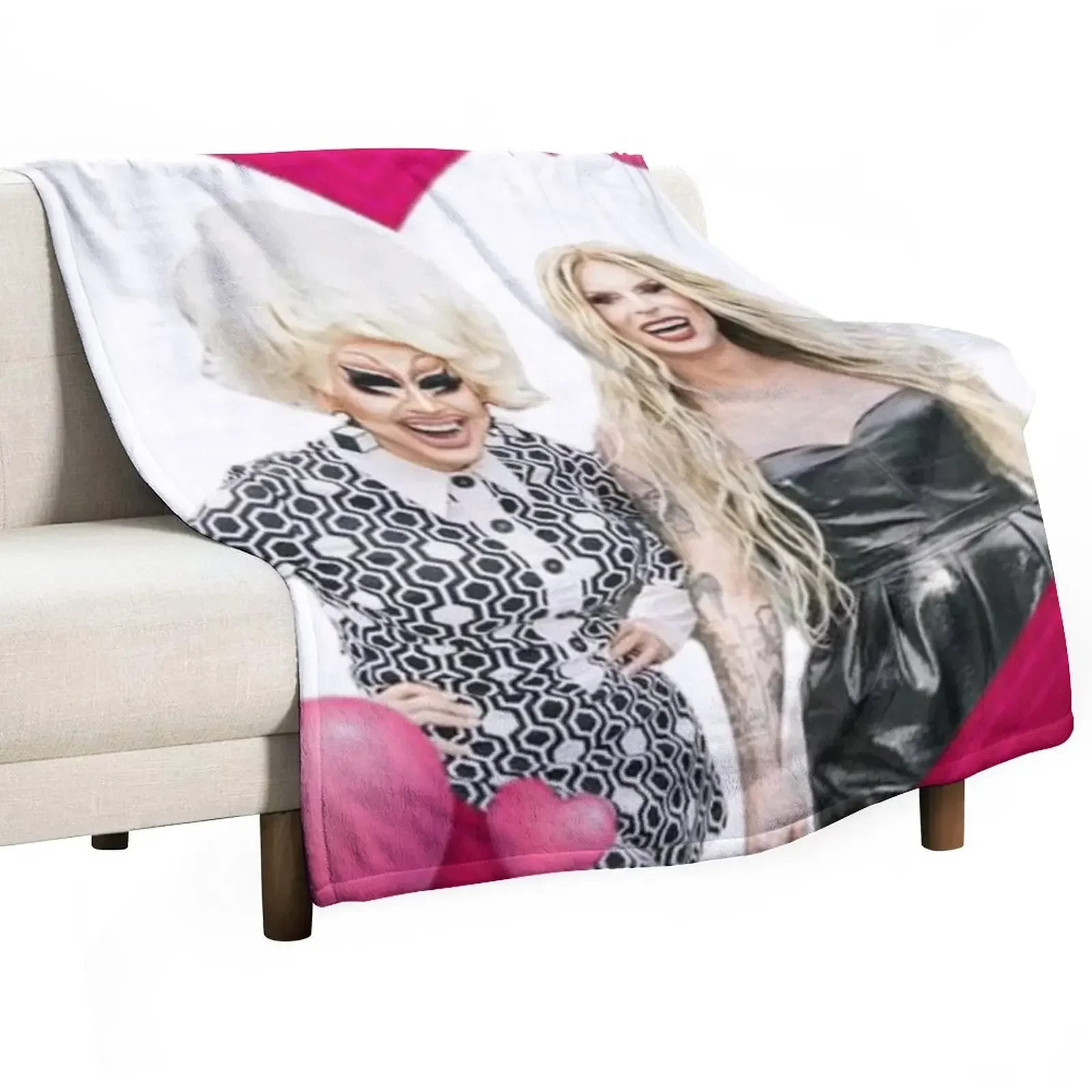 trixie and katya heart Throw Blanket For Sofa Thin Plaid heavy to sleep Blankets