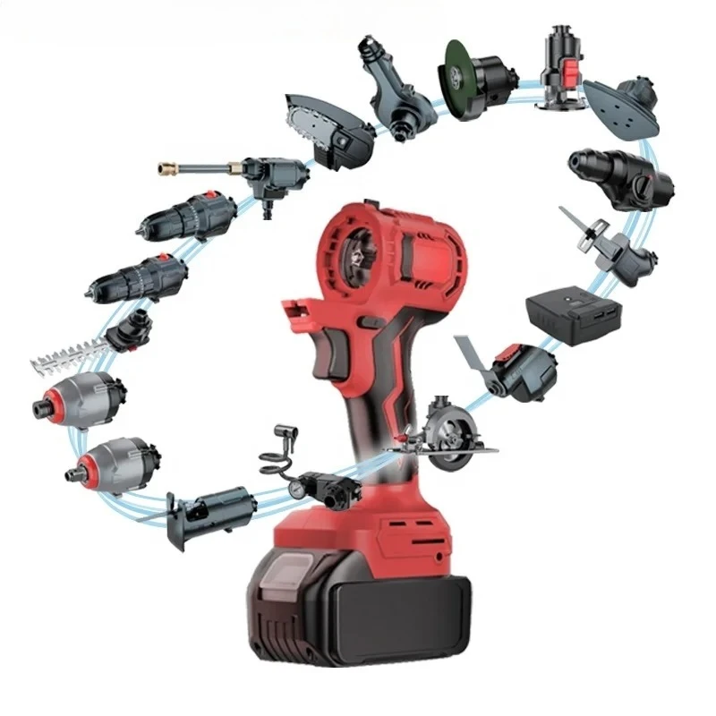 

N in 1 Cordless Tool Kits Multi-Functional Power Tool Combo Set Jig Saw Power Angle Grinder Chain Saw Cordless Drills with Box