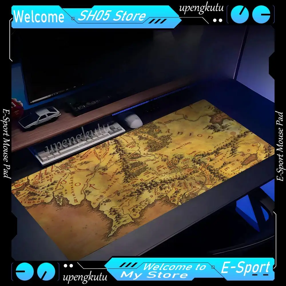 Middle Earth Mouse Pad L-Lords of Rings Computer Desk Mat Gamer Keyboard Mat Stitched Edge Mousepad Cabinet Pc Table Mouse Mats