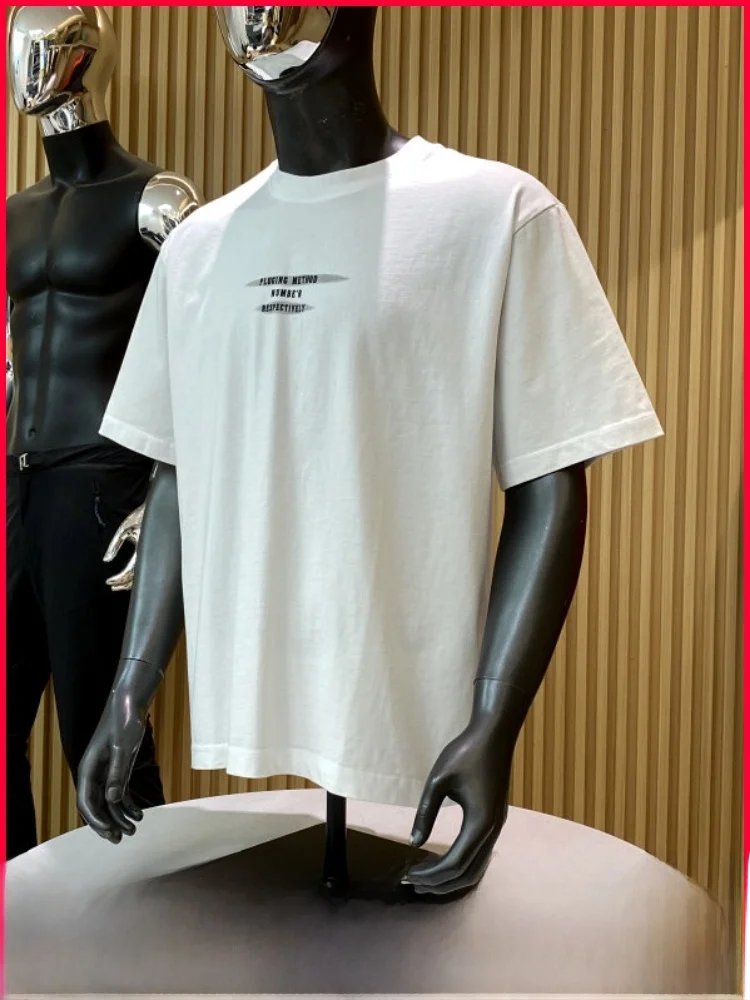 

OS Silhouette T-Shirt Letter Print Summer Men's Fashion Versatile Comfortable Skin-friendly Loose Casual Short Sleeve Trendy