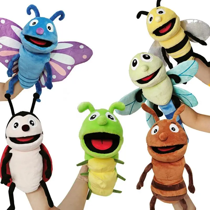 Handpoppen Kids Speelgoed Pluche Insecten Dier Rups Lieveheersbeestje Hand Poppen Pop Familie Storytelling Role-Playing Vinger Speelgoed