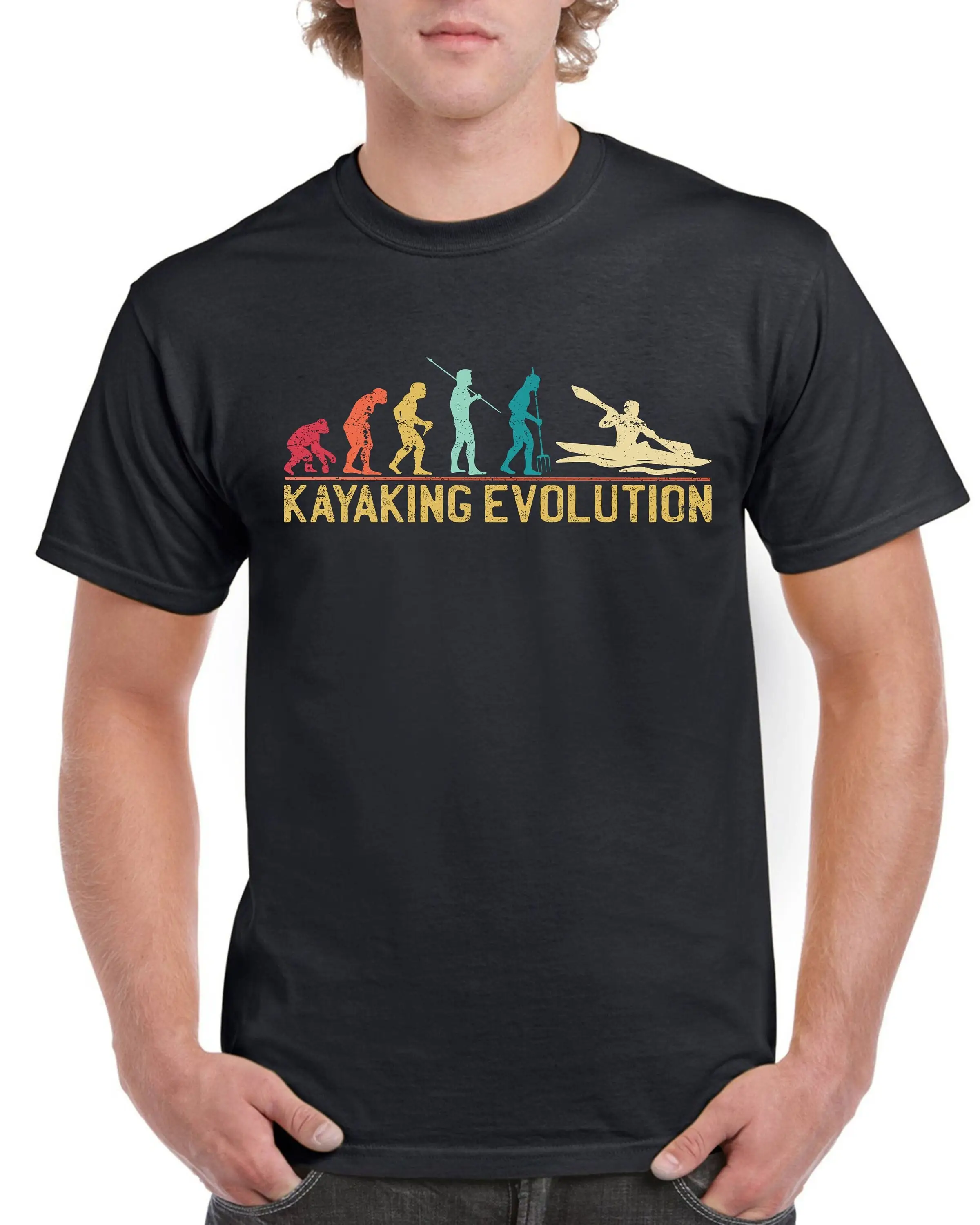 Top T Shirt for Dad Evolution of Kayaking Sports Cotton Comfort