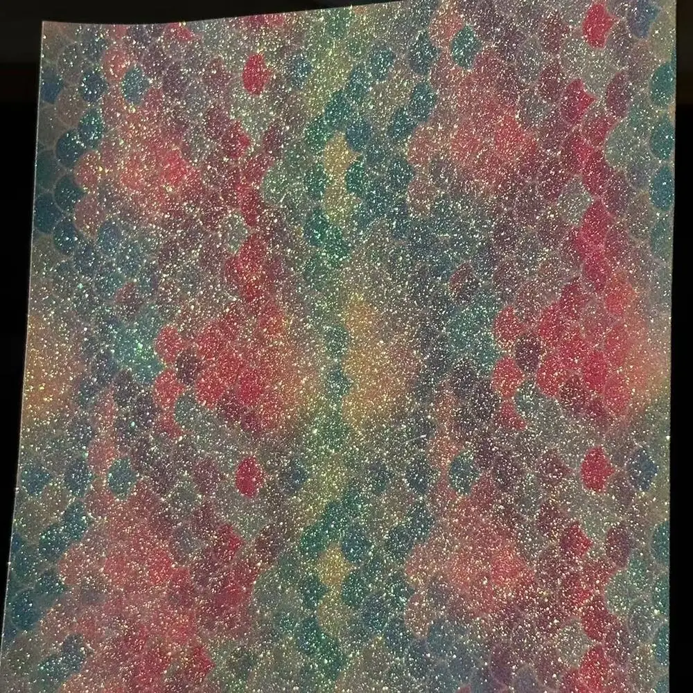 Handmade DIY Fabric Ironing Cloth Non Stick Gradient Beads Bean Paste Fabric Rainbow Glitter Heat-resistant